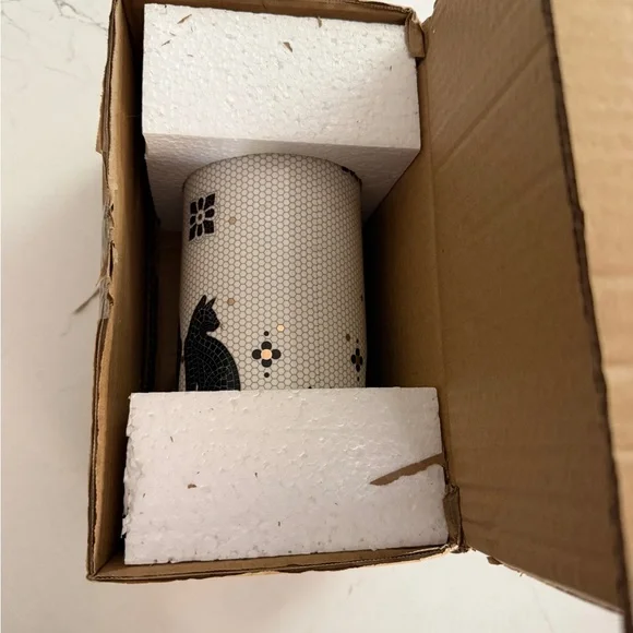 Anthropologie Bistro Tile Black Cat Vase - BRAND NEW - Picture 3 of 4